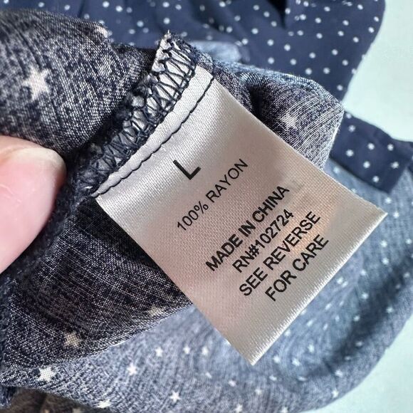 Grand &  Greene blue star print size large button down long sleeve casual shirt - Picture 12 of 12